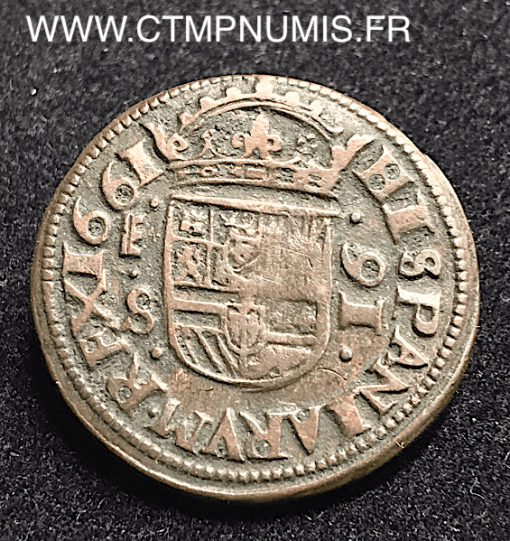 ESPAGNE 16 MARAVEDIS PHILIPPE IV 1661 SEGOVIE