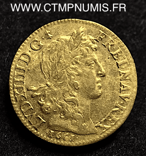 LOUIS XIV LOUIS D'OR AU BUSTE JUVENILE 1661 A PARIS