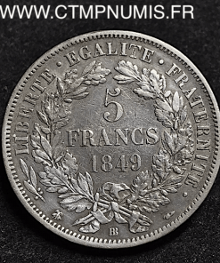 5 FRANCS ARGENT CERES 1849 BB STRASBOURG