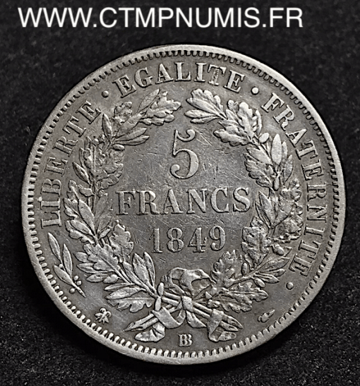 5 FRANCS ARGENT CERES 1849 BB STRASBOURG