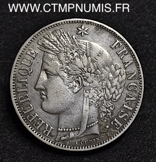 5 FRANCS ARGENT CERES 1849 BB STRASBOURG