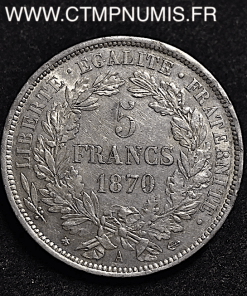 5 FRANCS ARGENT CERES III° REPUBLIQUE 1870 A PARIS