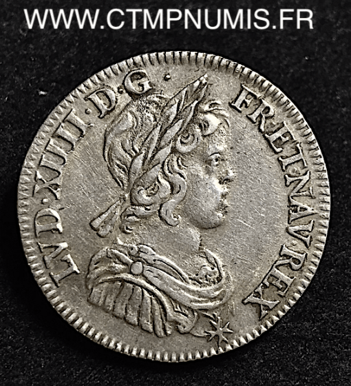 LOUIS XIV 1/4 ECU A LA MECHE COURTE 1643 A PARIS