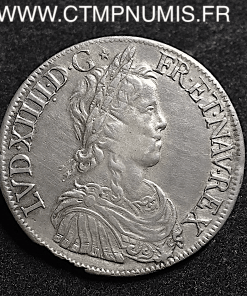 LOUIS XIV ECU ARGENT A LA MECHE LONGUE 1651 PARIS