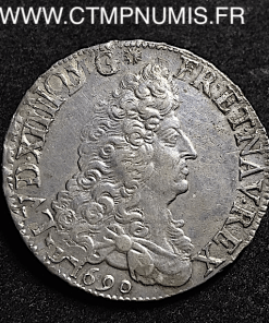 LOUIS XIV ECU ARGENT AUX 8 L 1° TYPE 1690 X AMIENS