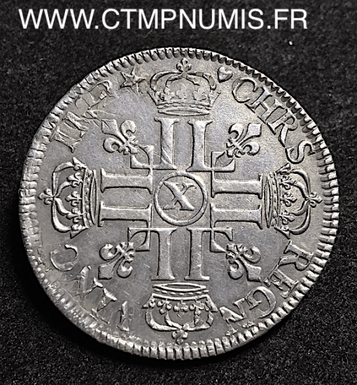 LOUIS XIV ECU ARGENT AUX 8 L 1° TYPE 1690 X AMIENS