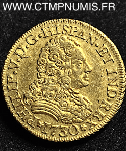 ESPAGNE 2 ESCUDOS OR PHILIPPE V 1730 S SEVILLE