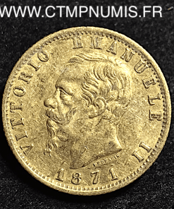ITALIE 20 LIRE OR VICTOR EMMANUEL II 1871 ROME