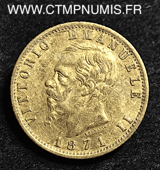 ITALIE 20 LIRE OR VICTOR EMMANUEL II 1871 ROME