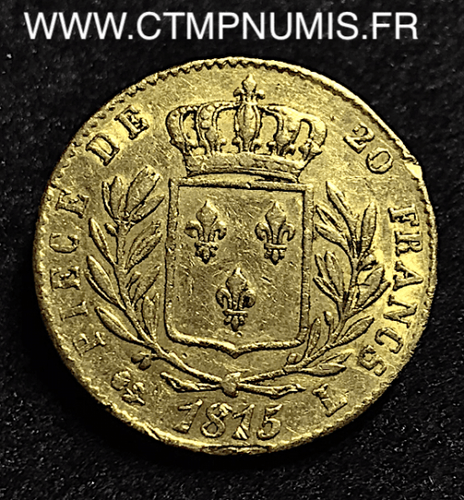 20 FRANCS OR LOUIS XVIII 1815 L BAYONNE