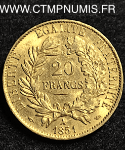 20 FRANCS OR CERES II° REPUBLIQUE 1851 A PARIS
