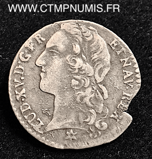 LOUIS XV 1/10 ECU ARGENT BANDEAU 1743 M TOULOUSE