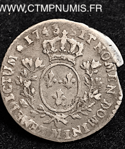 LOUIS XV 1/10 ECU ARGENT BANDEAU 1743 M TOULOUSE