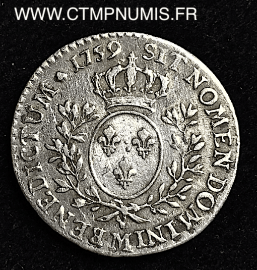 LOUIS XV 1/10 ECU ARGENT BANDEAU 1759 TOULOUSE