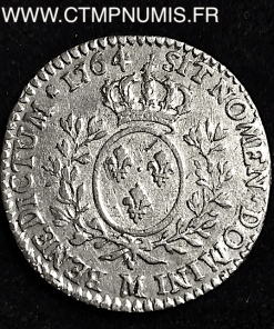 LOUIS XV 1/10 ECU ARGENT BANDEAU 1764 M TOULOUSE