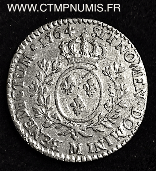 LOUIS XV 1/10 ECU ARGENT BANDEAU 1764 M TOULOUSE