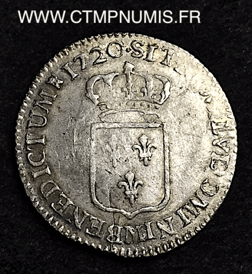 LOUIS XV 1/6 ECU ARGENT DE FRANCE 1720 TOULOUSE