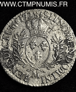 LOUIS XV 1/5 ECU ARGENT 1728 M TOULOUSE