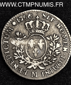 LOUIS XV 1/5 ECU ARGENT AU BANDEAU 1766 M TOULOUSE