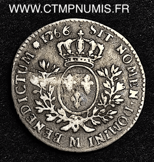 LOUIS XV 1/5 ECU ARGENT AU BANDEAU 1766 M TOULOUSE
