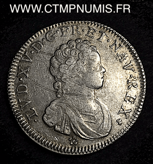 LOUIS XV 1/4 ECU VERTUGADIN 1716 M TOULOUSE