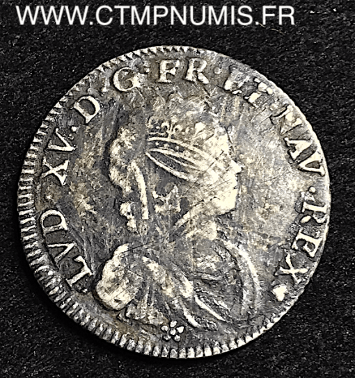 LOUIS XV 1/4 ECU VERTUGADIN 1717 M TOULOUSE