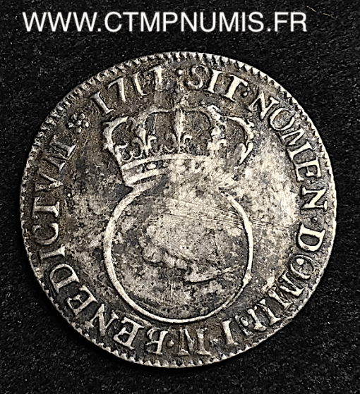 LOUIS XV 1/4 ECU VERTUGADIN 1717 M TOULOUSE