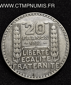 20 FRANCS ARGENT TURIN 1936 TTB+