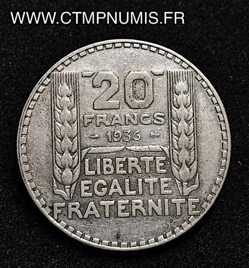 20 FRANCS ARGENT TURIN 1936 TTB+