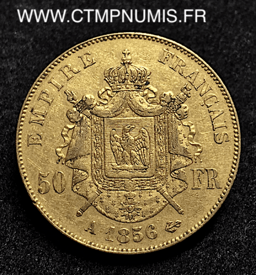 50 FRANCS OR NAPOLEON III TETE NUE 1856 PARIS