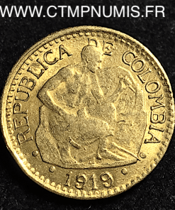 COLOMBIE 5 PESOS OR REPUBLIQUE 1919