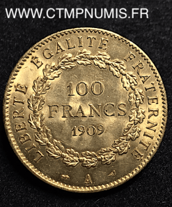 100 FRANCS OR GENIE 1909 A PARIS SUP