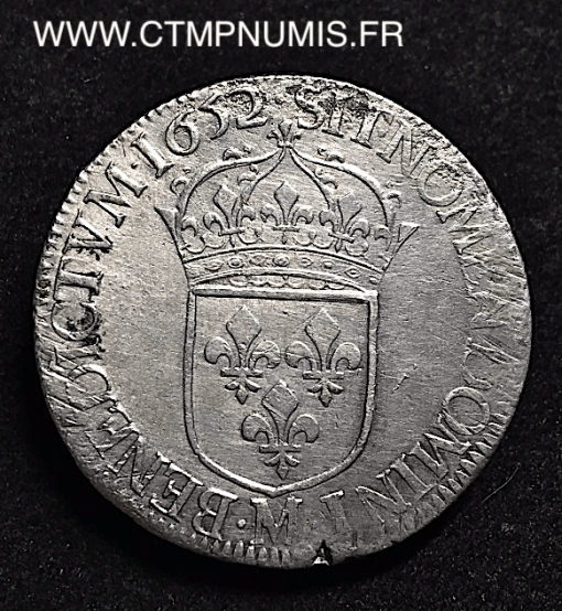 LOUIS XIV ECU MECHE LONGUE 1652 M TOULOUSE