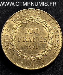 100 FRANCS OR GENIE REPUBLIQUE 1881 A PARIS