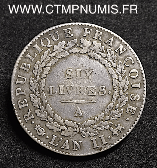 6 LIVRES ARGENT CONVENTION 1793 A PARIS