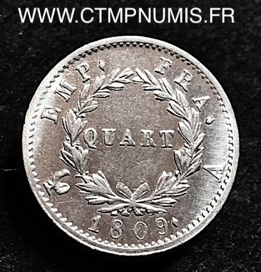 QUART DE FRANC NAPOLEON EMPIRE 1809 PARIS