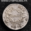 QUART DE FRANC NAPOLEON I° AN 13 A PARIS