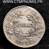 QUART DE FRANC PREMIER CONSUL AN 12 A PARIS