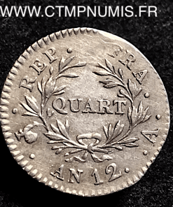 QUART DE FRANC PREMIER CONSUL AN 12 A PARIS 