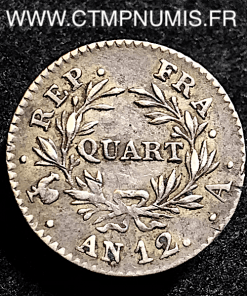 QUART FRANC BONAPARTE CONSUL AN 12 PARIS 