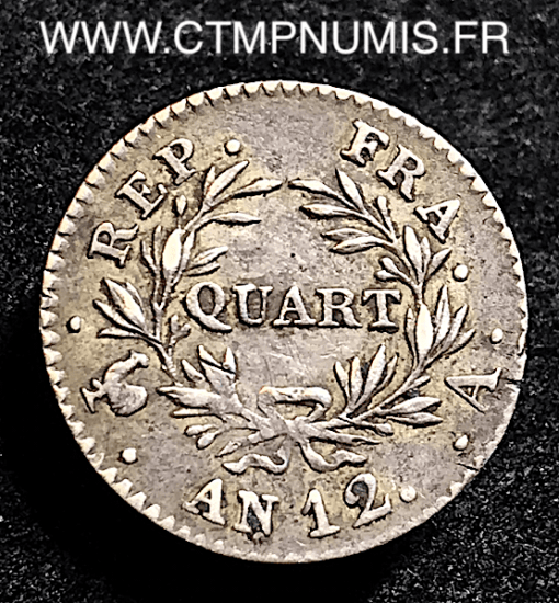 QUART FRANC BONAPARTE CONSUL AN 12 PARIS