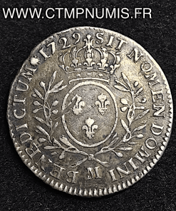 LOUIS XV 1/2 ECU ARGENT 1729 M TOULOUSE