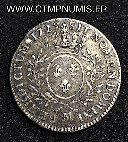 LOUIS XV 1/2 ECU ARGENT 1729 M TOULOUSE