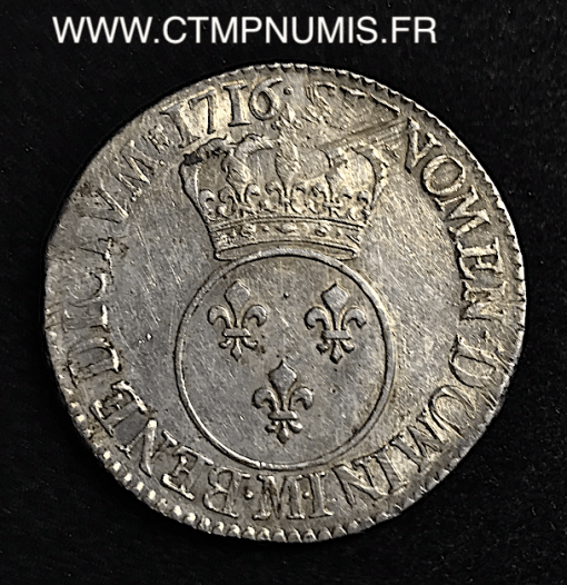 LOUIS XV ECU VERTUGADIN 1716 M TOULOUSE