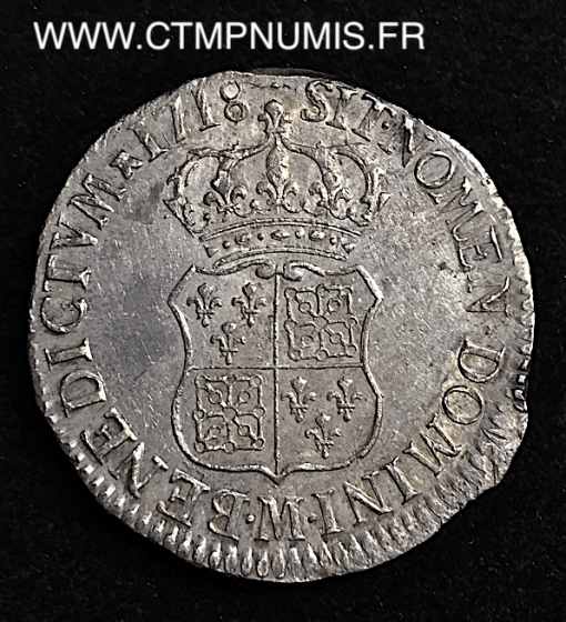 LOUIS XV ECU FRANCE NAVARRE 1718 TOULOUSE