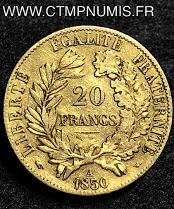 20 FRANCS OR CERES 1850 PARIS OREILLE HAUTE
