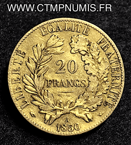 20 FRANCS OR CERES 1850 PARIS OREILLE HAUTE