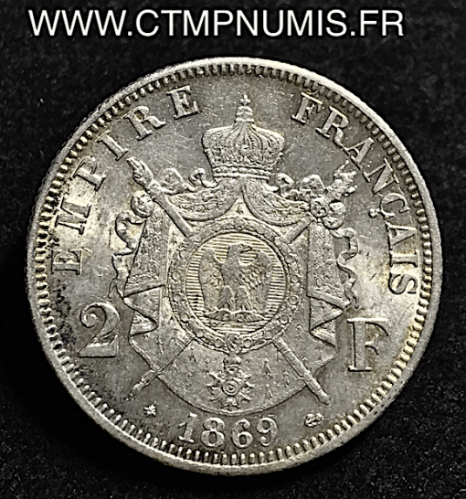 2 FRANCS NAPOLEON III TETE LAUREE 1869  PARIS