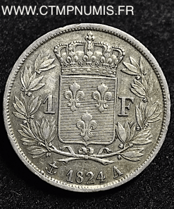 1 FRANC ARGENT LOUIS XVIII 1824 A PARIS TTB