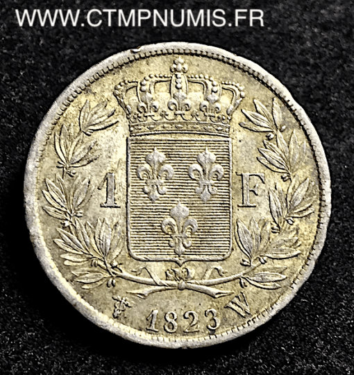 1 FRANC ARGENT LOUIS XVIII 1823 W LILLE SUP